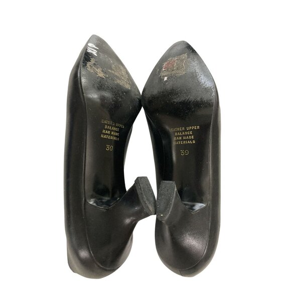 Vintage Enrico Gerbi women size 8.5 black Leather gold Embellishment shoe Italy - Picture 6 of 7